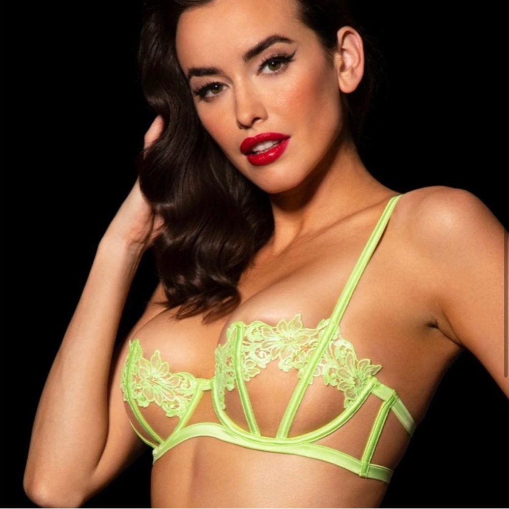 NWT Honey Birdette Amelie Lime Green Bra 32G - Picture 2 of 6
